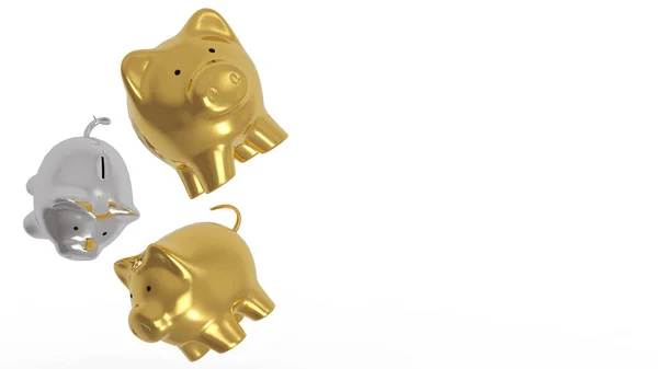 Piggy Bank Saving Concept Silver Gold — Stock Photo, Image