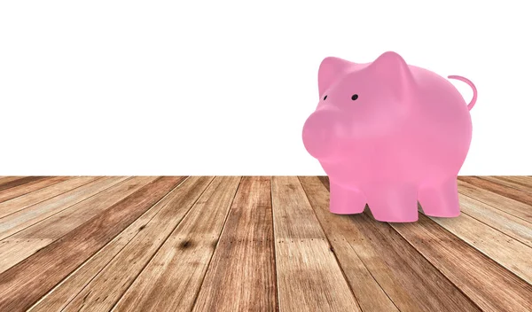 Piggy Saving Bank Wood Background — Stock Photo, Image