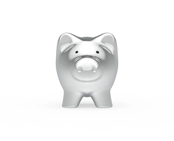 Silver Piggy Bank Saving — Stock Photo, Image