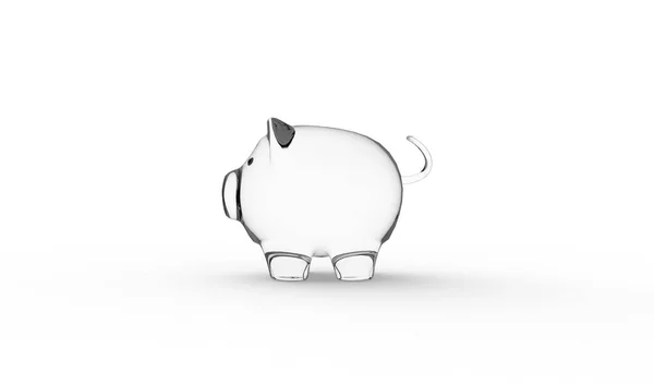 Glass Piggy Bank White Background — Stock Photo, Image