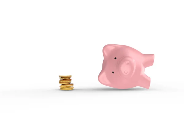 Close Coins Piggy Bank White Background — Stock Photo, Image