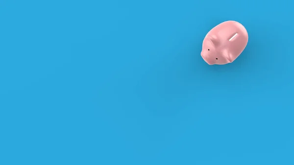 Pink Piggy Bank Megtakarítás Kék Háttér — Stock Fotó