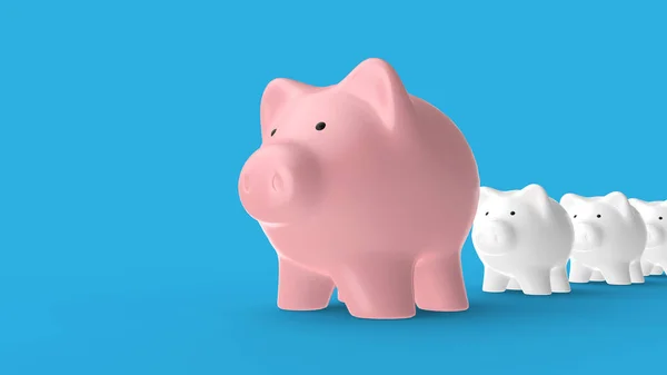 Close Piggy Banks Blue Background — Stock Photo, Image