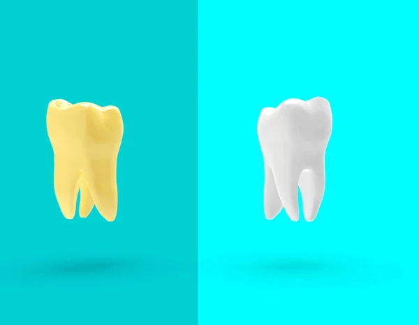 Tooth Concept Yellow vs White 3D Rendering