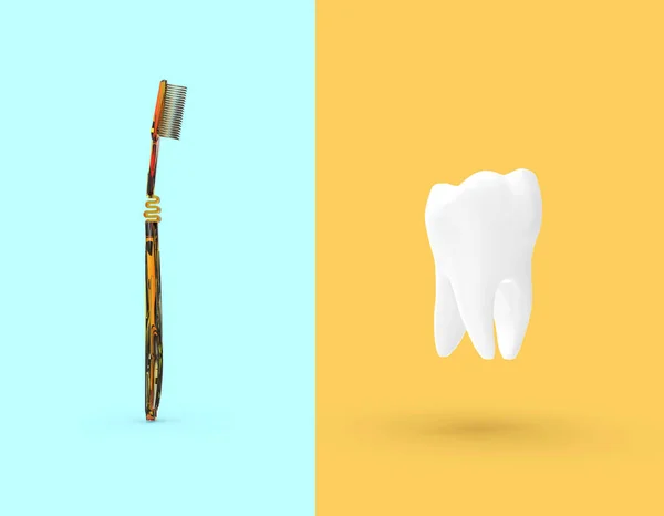 Cuidado Dental Con Cepillo Concepto Renderizado — Foto de Stock