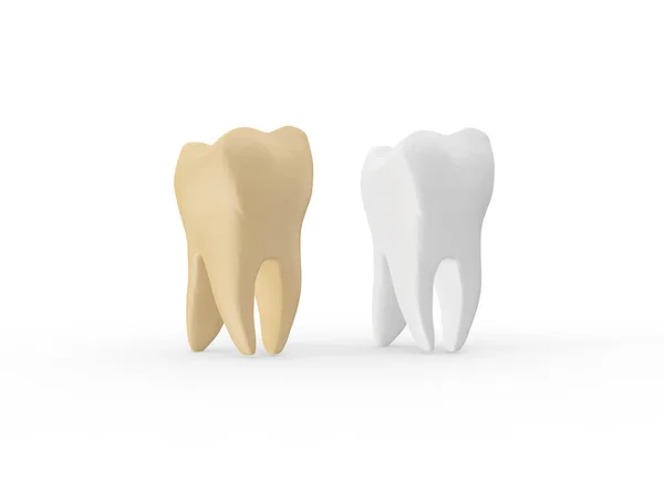 Conceito Dente Amarelo Branco Rendering — Fotografia de Stock