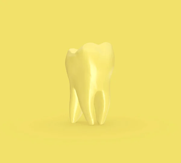 Dente Fundo Amarelo Renderização — Fotografia de Stock