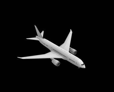 Uçak Siyah Rendering izole