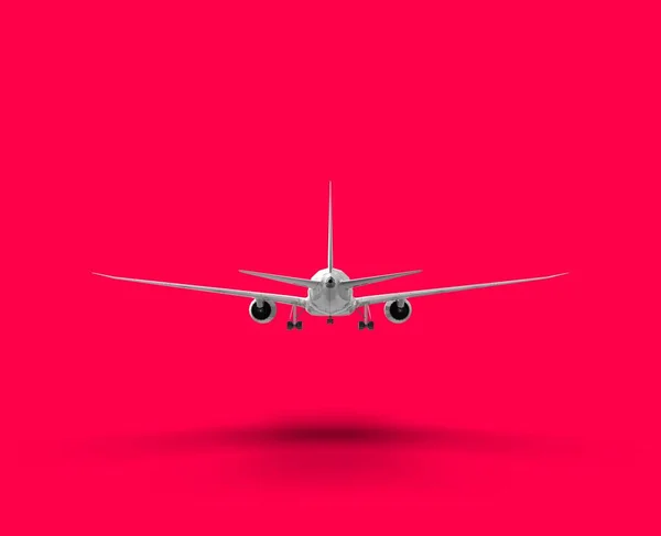 Flugzeug Isoliert Auf Rotem Rendering — Stockfoto