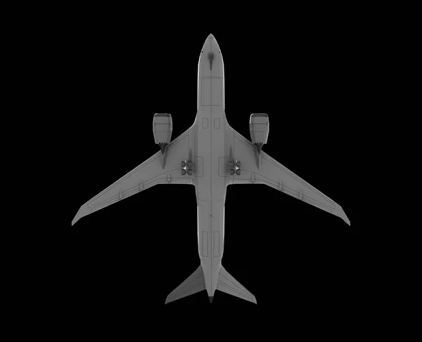 Flugzeug Isoliert Auf Schwarzem Grund — Stockfoto
