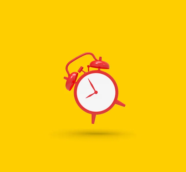 Reloj Despertador Sobre Fondo Amarillo Representación —  Fotos de Stock