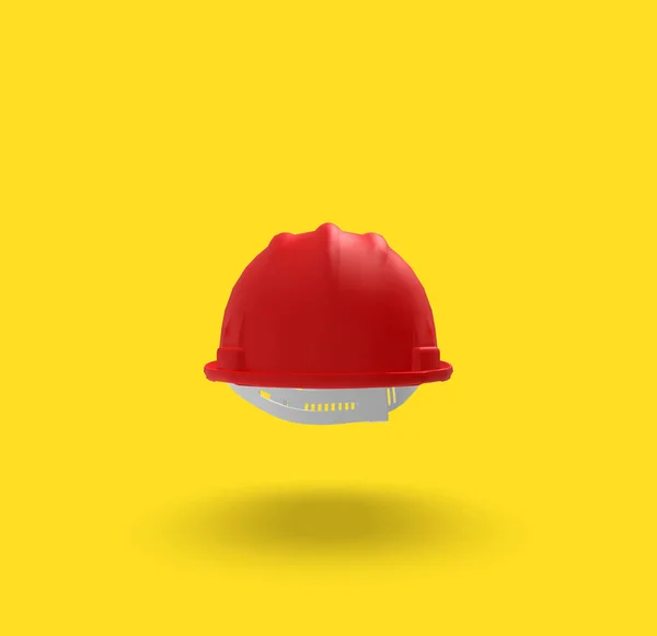 Червоний Шолом Жовтому Фоні Рендерінг — стокове фото