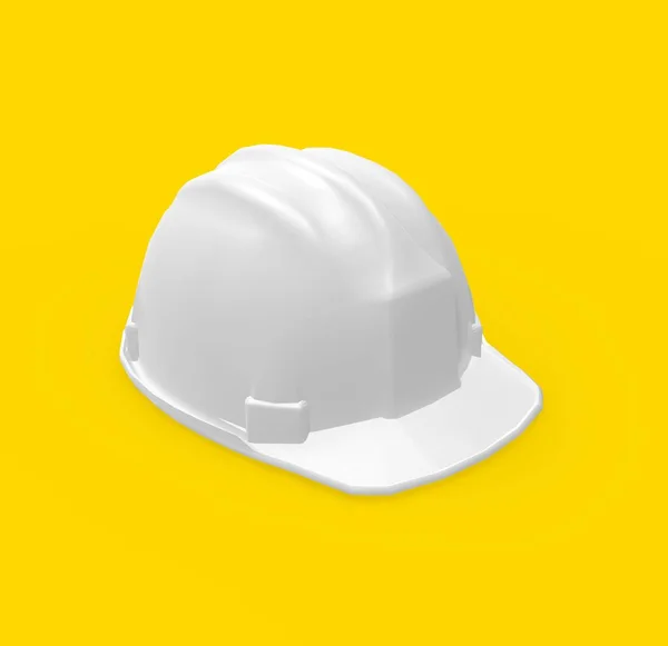 Белый Шлем Жёлтом Фоне Рендеринг — стоковое фото