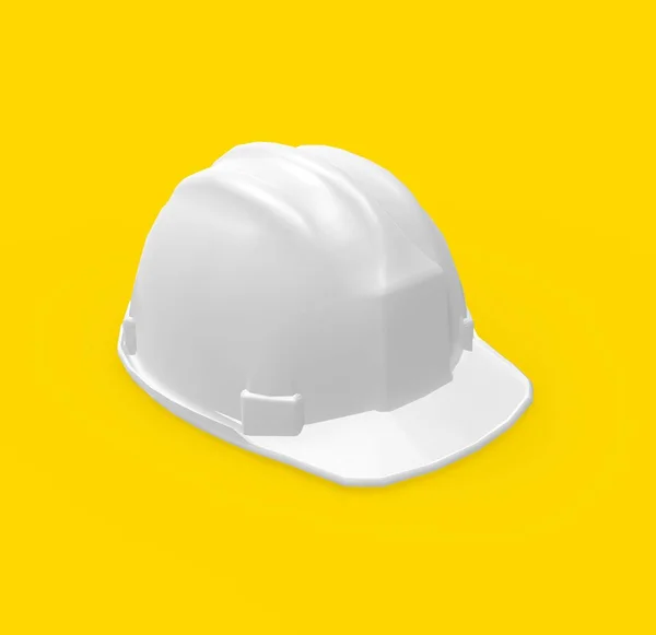 Casco Blanco Sobre Fondo Amarillo Representación —  Fotos de Stock