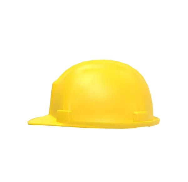 Casco Blanco Sobre Fondo Amarillo Representación — Foto de Stock