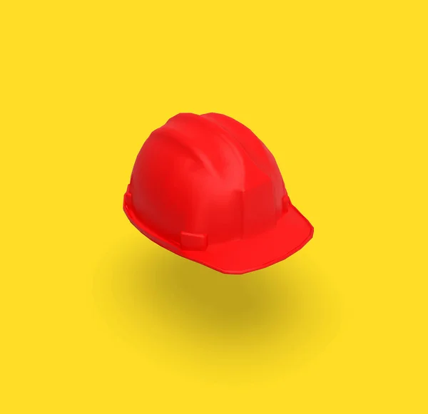 Red Helmet Yellow Background Rendering — Stock Photo, Image