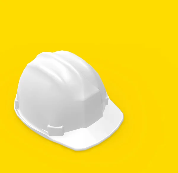 Белый Шлем Жёлтом Фоне Рендеринг — стоковое фото
