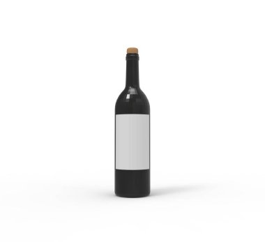 Beyaz Arkaplanda Şarap Şişe 3D Hazırlama