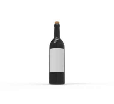 Beyaz Arkaplanda Şarap Şişe 3D Hazırlama