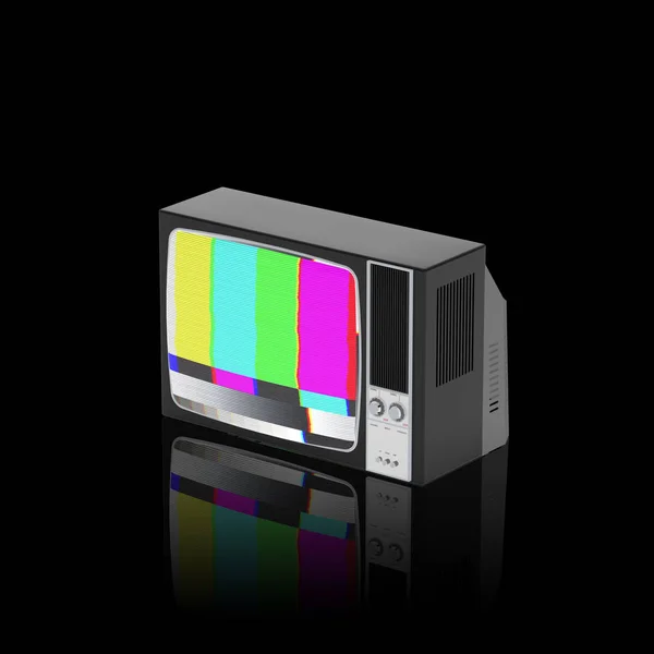 Televisão Antiga Sem Sinal Fundo Preto Rendering — Fotografia de Stock