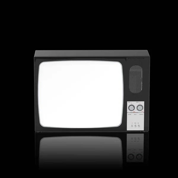 Siyah Arka Plan Rendering Izole Eski Televizyon — Stok fotoğraf
