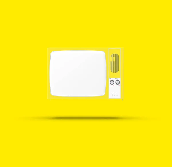 Old Television Isolated Yellow Background Rendering — Stock Photo, Image