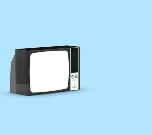 Alter Fernseher Isoliert Auf Blauem Hintergrund Darstellung — Stockfoto