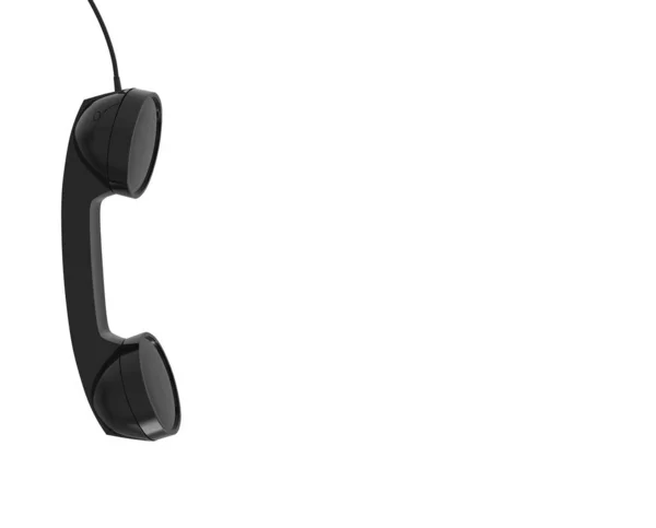 Telefone Handset Cor Preta Isolado Fundo Branco Rendering — Fotografia de Stock