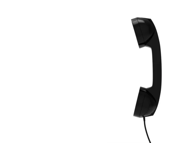 Telefone Handset Cor Preta Isolado Fundo Branco Rendering — Fotografia de Stock