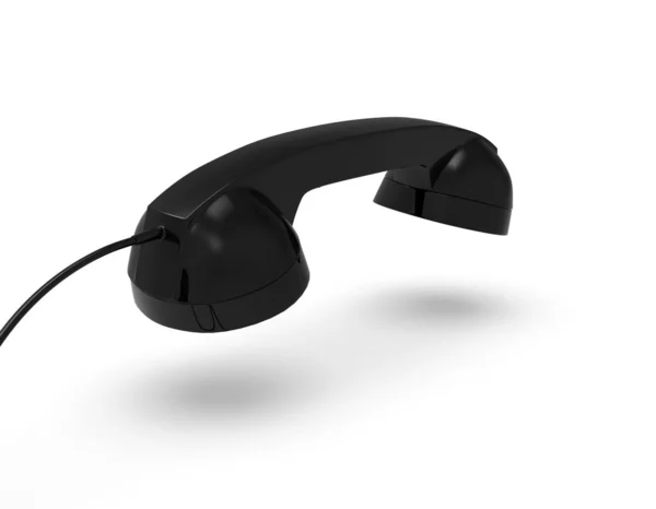 Telefone Handset Cor Preta Isolado Fundo Branco Rendering — Fotografia de Stock