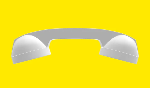 Telefon Słuchawka Biały Kolor Żółtym Tle Renderowanie — Zdjęcie stockowe