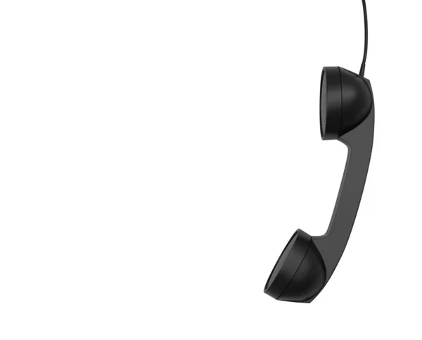 Ακουστικό Τηλέφωνο Μαύρο Χρώμα Απομονώνεται Λευκό Φόντο Απόδοση — Φωτογραφία Αρχείου