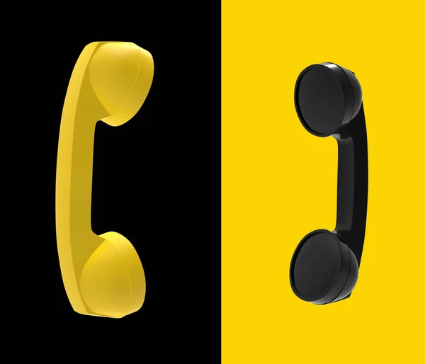 Telefone Handset Preto Amarelo Conceito Rendering — Fotografia de Stock