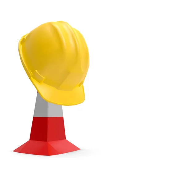 Traffic Cone Barrier Sign Helmet Rendering — Stock Photo, Image