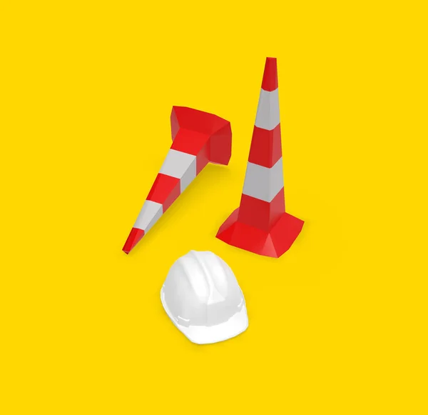 Конус Дорожного Движения Знак Барьера Изображением Шлема — стоковое фото