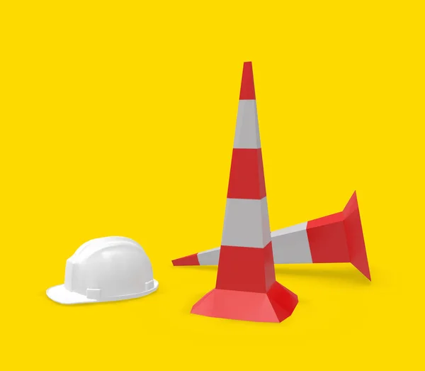 Traffic Cone Barrier Sign Helmet Rendering — Stock Photo, Image
