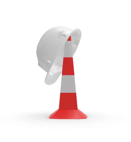 Traffic Cone Barrière Teken Met Helm Rendering — Stockfoto