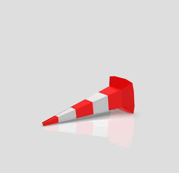 Traffic Cone barrier sign on Blue, 3D Rendering