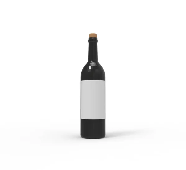 Weinflasche Auf Weißem Hintergrund Rendering — Stockfoto
