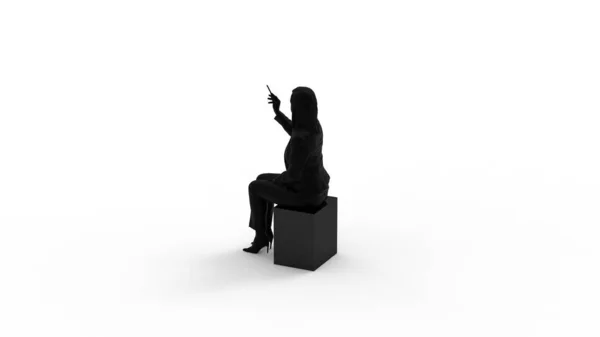 Woman Sitting Chair Rendering — Stock Photo, Image