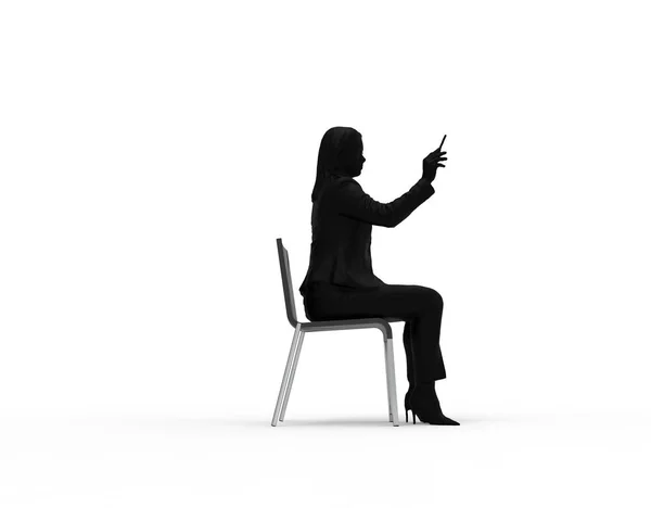 Mujer Sentada Silla Rendering — Foto de Stock