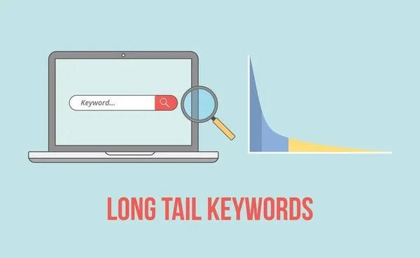 Long Tail Keywords Mit Laptop Und Diagramm Illustration Vektor Illustration — Stockvektor