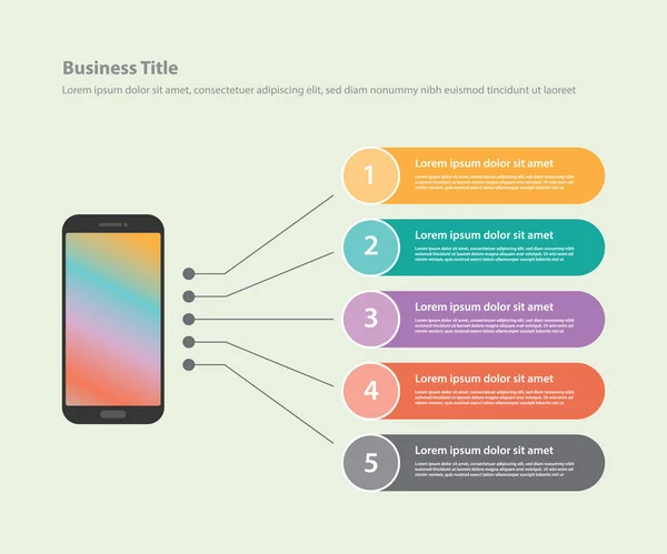 Akıllı Telefon App Infographic Ayrıntılı Açıklama Şablon Afiş Bilgi Vektör — Stok Vektör
