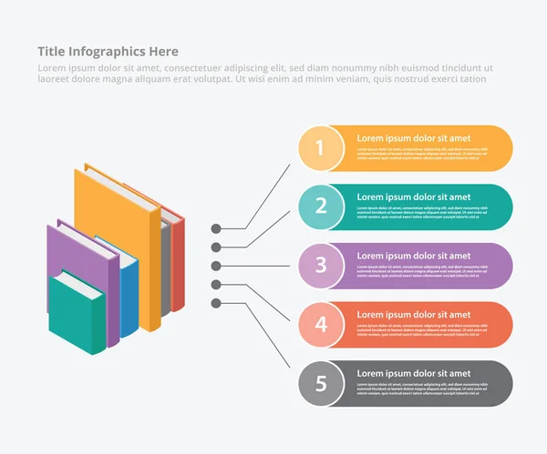 Bücher Bildung Isometrisch Syle Infografische Daten Vorlage Banner Für Informationsstatistik — Stockvektor