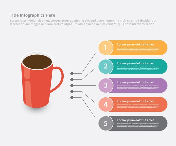 Tasse Oder Rotes Glas Schwarzer Kaffee Infografik Vorlage Banner Website — Stockvektor