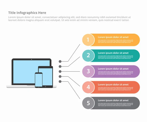 Çeşitli Mobil Platformu Aygıt Dizüstü Smartphone Tablet Infographic Şablon Banner — Stok Vektör