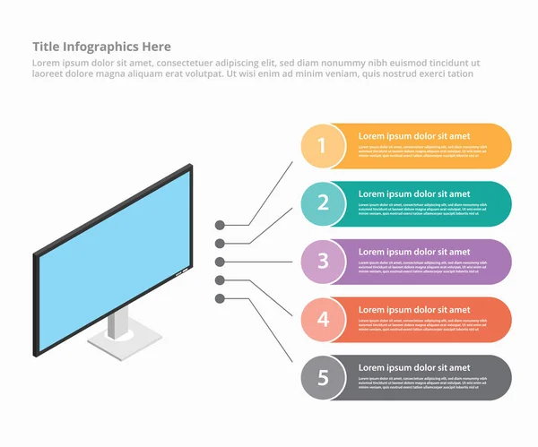 Monitor Bildschirm Gerät Isometrischen Stil Infografik Vorlage Banner Website Oder — Stockvektor