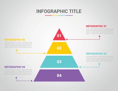 Infographic şablon boş alan metin açıklama 4 için piramit stiliyle işlemi metin ile sağ ve sol - vektör çizim üzerinde adım dört