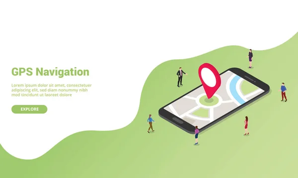gps navigasyon teknolojisi konsepti web sitesi şablonu veya ana sayfa pankartı için izometrik - vektör