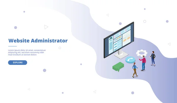 Website Admin Administrator Εκστρατεία Για Ιστοσελίδα Πρότυπο Σελίδα Προσγείωση Αρχική — Διανυσματικό Αρχείο